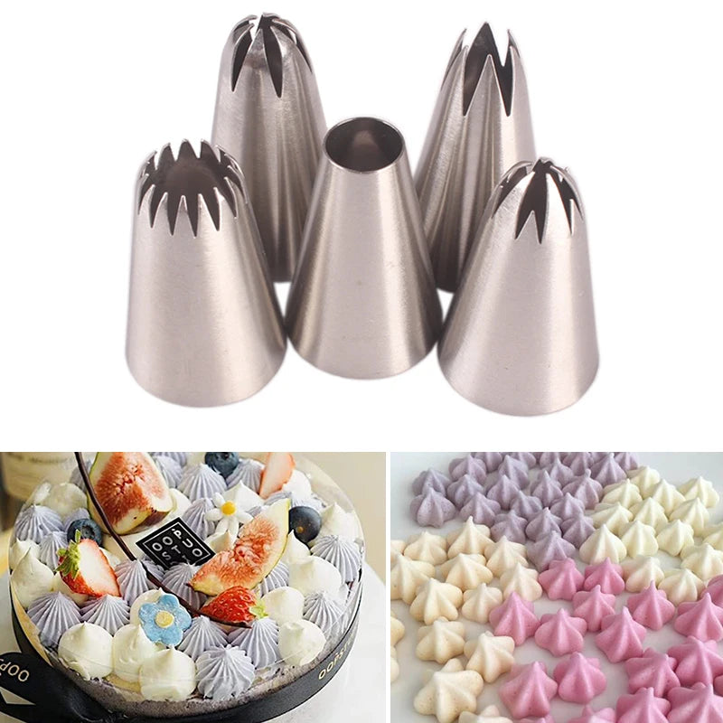 Cake Piping Tips For Dessert Biscuit Cup Cake, Kitchen Accessories 2024 Piping Nozzles Set, Stainless Steel Icing Nozzles, Cream