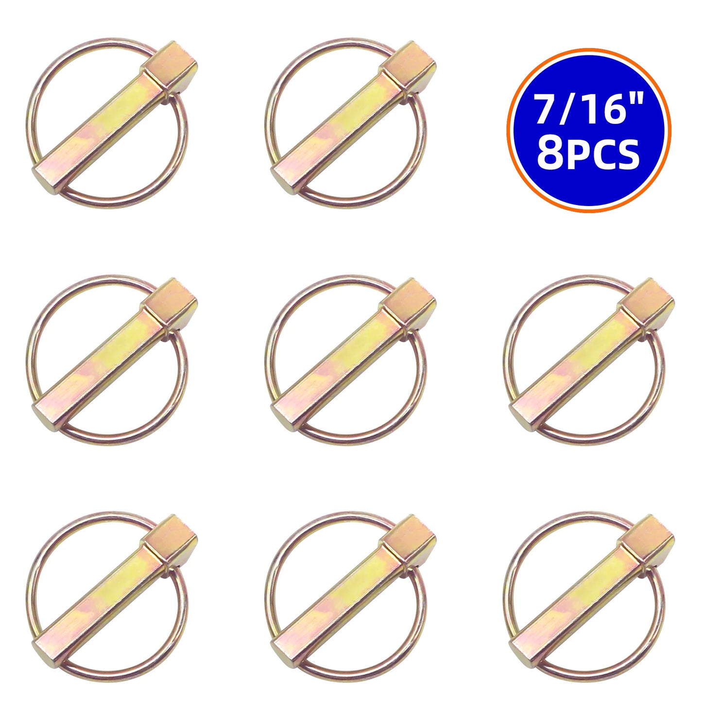 8PCS O-shape Lynch Pin Heavy Duty Steel Coupler Latch Ring Clip 1/4" 3/16" 5/16" 7/16" O Ring Round Arch Towing Hitch Hook Boat