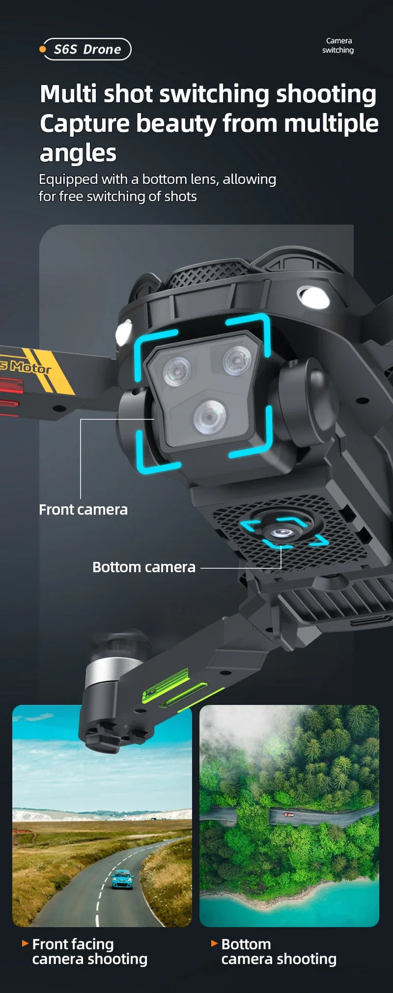 Hot Shark Drone S6S Brushless Professional 8K HD Camera WIFI FPV Obstacle Avoidance Optical Flow RC Foldable Quadcopter Toys