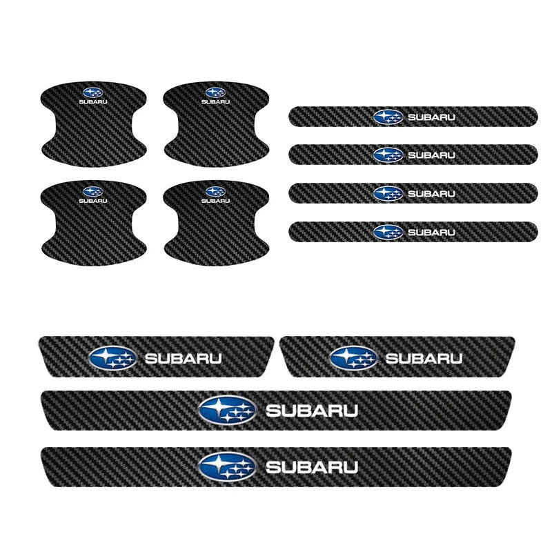 Automotive Threshold Bar with Door Handle Bowl Scratch Protective Sticker For Subaru Impreza Forester Tribeca WRX Outback