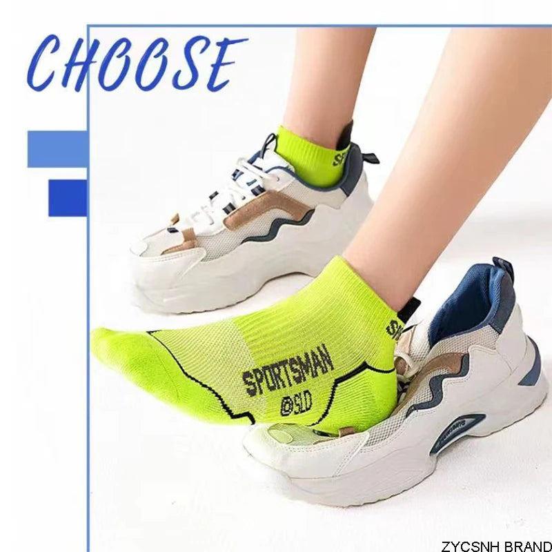 10 Pairs/ Lot Men Sport Socks Cotton Thin Mesh Socks Bright Color Running Socks Breathable Low Cut Sport Socks For Men