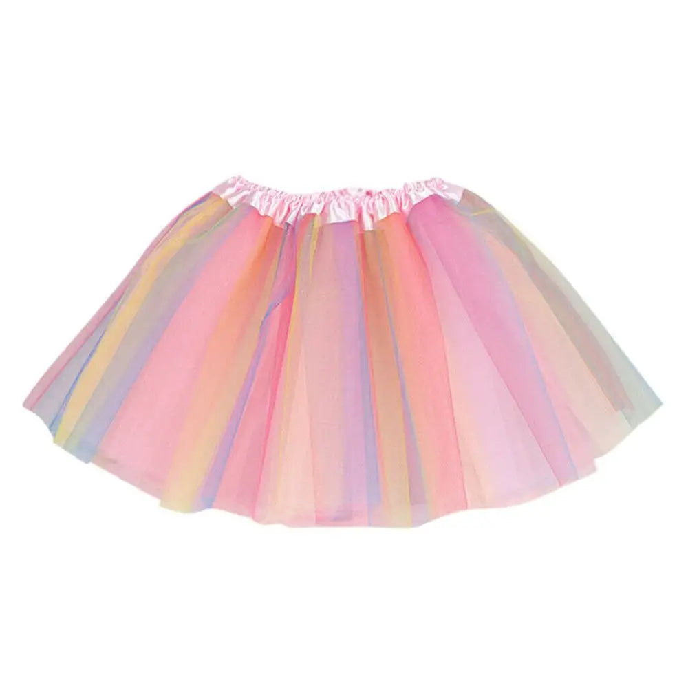Girls Rainbow Tutu Skirt Dance Party Ballet Tulle Tutu Skirt 2-8 Years 3 Layers Princess Birthday Party Dress