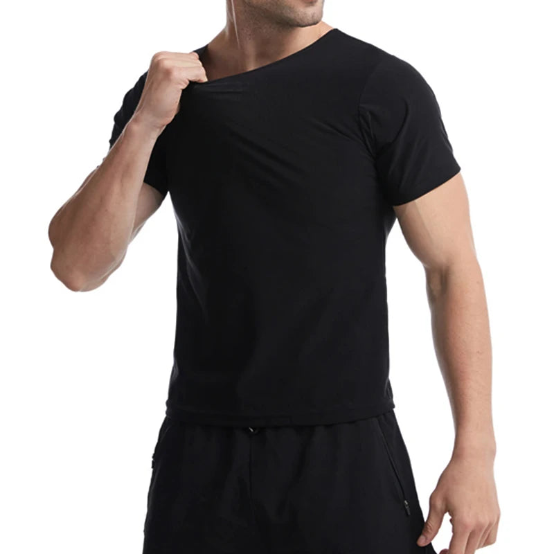 Men Sauna Sweat Shirt Hot Polymer Corset Compression Waist Trainer Shirt Workout Tank Top Weight Loss Body Shaper Slimming Vest