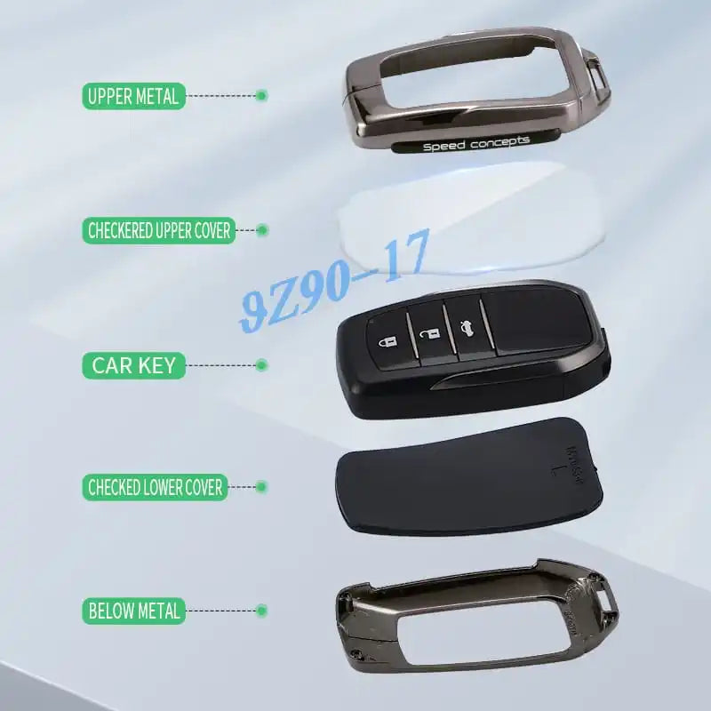 Metal Carbon Fiber Car Key Fob Case Cover Keychain For Toyota Corolla Cross Yaris Sienna Venza Harrier Hilux Tundra Mirai Land