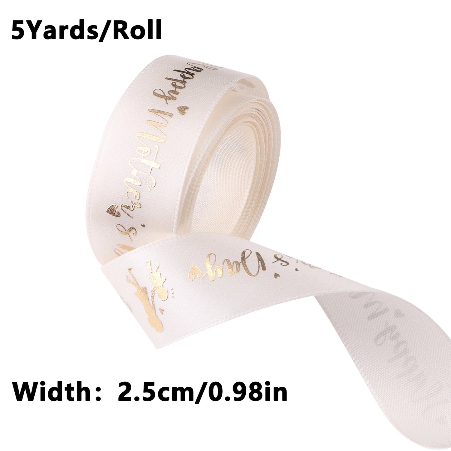 5 Yards Happy Mother's Day Ribbon, Pink Red Ribbon for Gift Wrapping, Satin Ribbon for Flower Bouquet Moms Birthday Day Thank