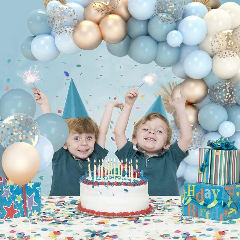 Dusty Blue Balloons Arch Garland Sand White Metallic Gold Dusty Slate Fog Bridal Shower Birthday Party Decorations for Boy