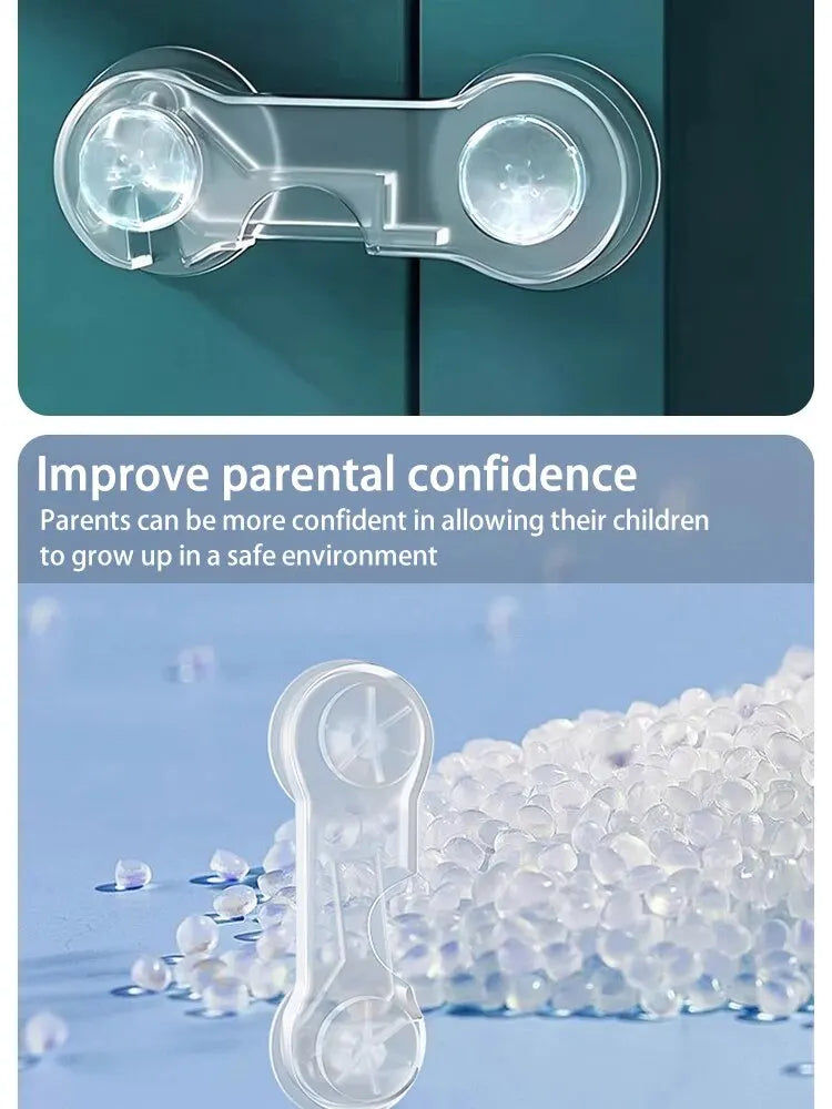 5PCS Child Safety Lock Drawer Anti Opening Lock Transparent Fridge Cabinet Door Lock Multi-functional Protection Safety Latch