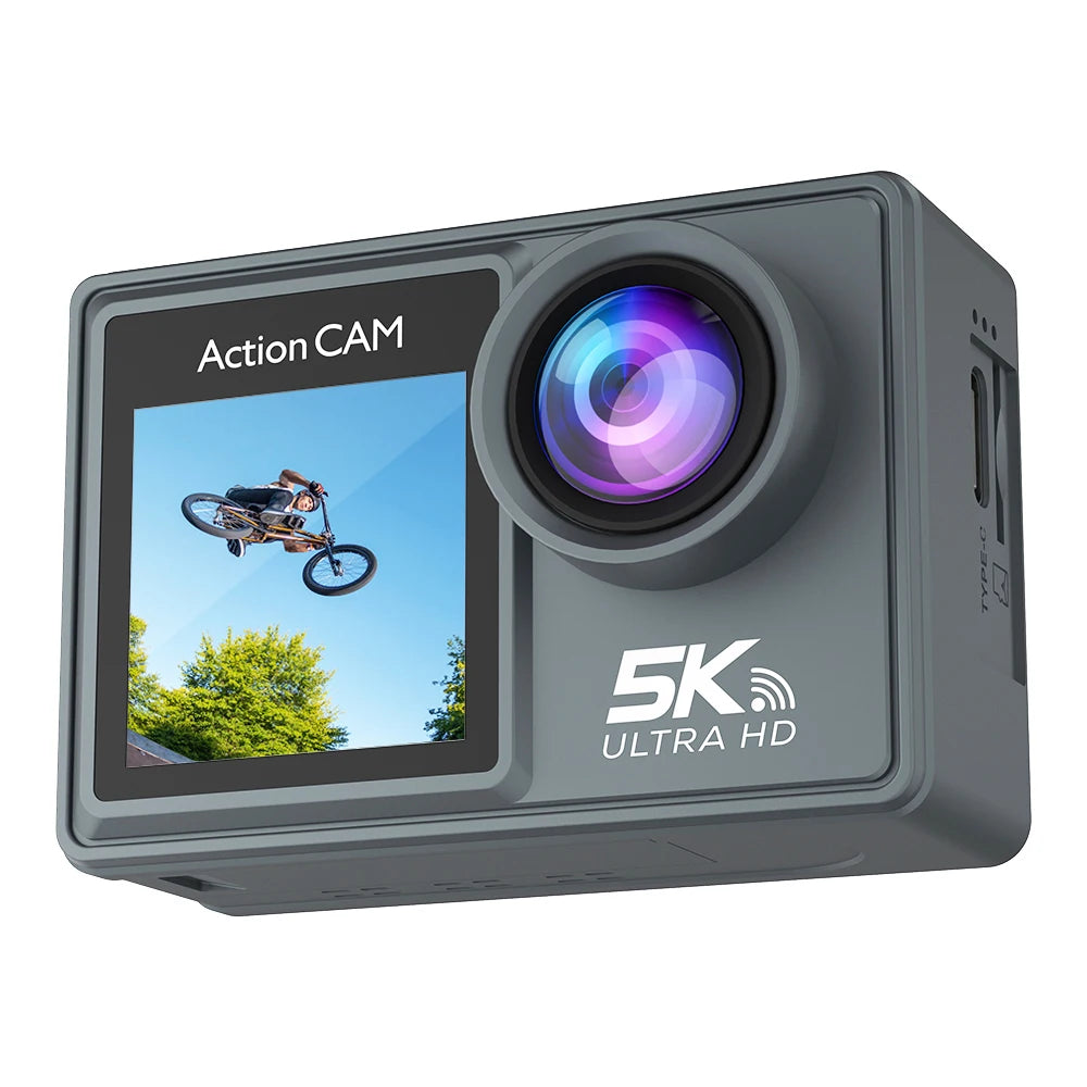5K Action Camera 4K60FPS Dual IPS Touch LCD WiFi 170° DVR Action Cam 30M Waterproof 5X Zoom Sports Camera With Remote Control