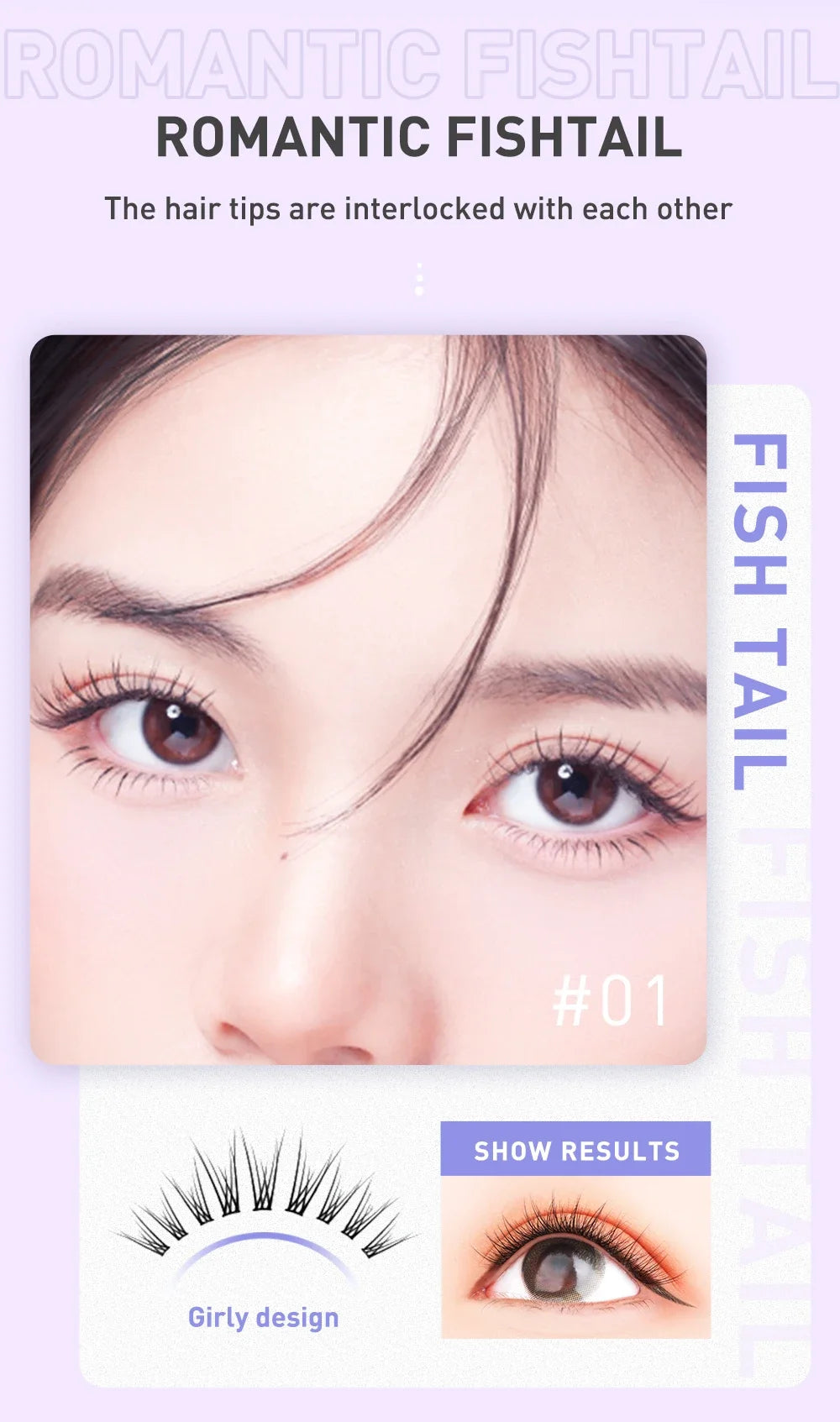 Fish Tail Cluster Eyelash A/M Shape Spikes Lashes Individual Dovetail Makeup Extension Wispy Premade Fans Natural Fluffy 3Rows