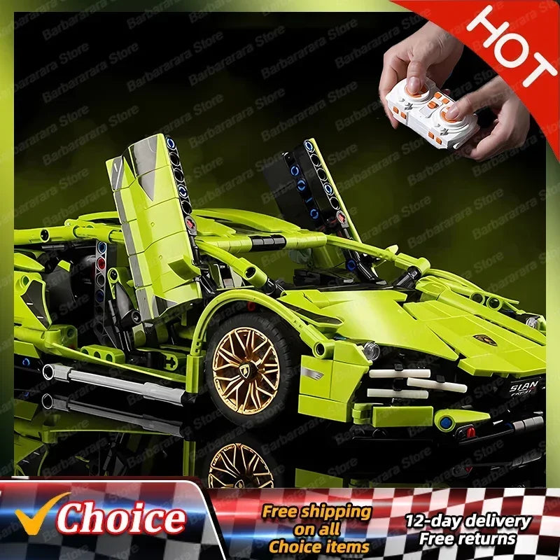 Hot Technical Racing Sport Car 1280PCS Remote Control Car Model Building Blocks City Supercar Brick Puzzle Toys Kid Adult Gift