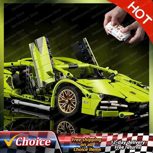 Hot Technical Racing Sport Car 1280PCS Remote Control Car Model Building Blocks City Supercar Brick Puzzle Toys Kid Adult Gift