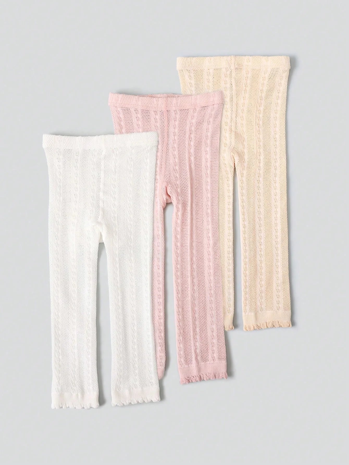 Summer New Children Breathable Knitted Leggings, Baby Solid Color Thin Mesh Lace Tights, Nine Pants for 1-14 Years Old Kids Girls