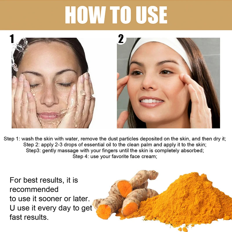 30ml Turmeric Oil Face Serum Skin Care Moisturizing Lightening Fine Lines Improves Skin Tone