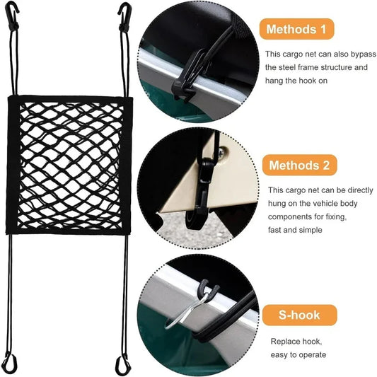 1pcs High elasticity car motorcycle  double-layer hook helmet storage net elastic cargo net luggage net