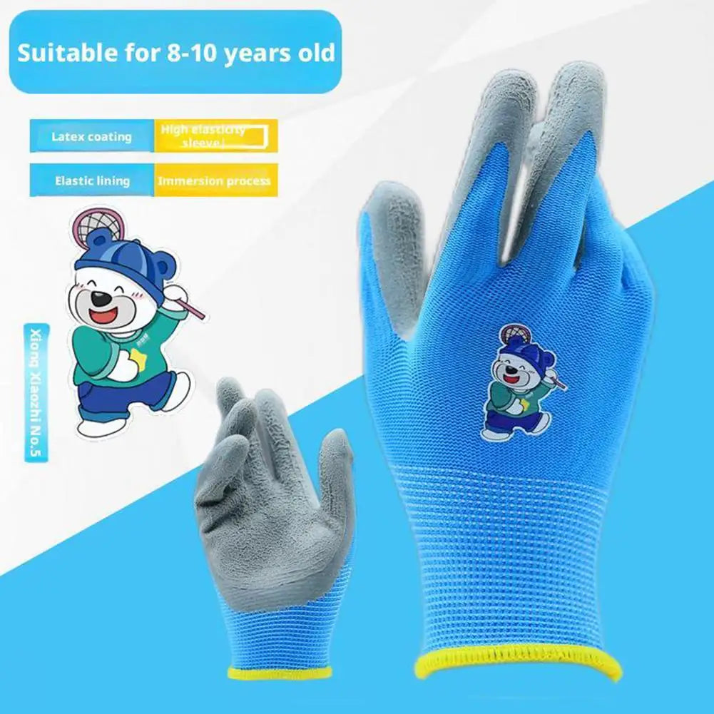 Gardening Gloves Kids Durable Waterproof Garden Work Gloves Non-Slip Children Safety Yard Work Gloves Portable Garden Supplies