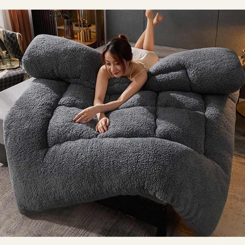 Dark Grey Double Mattress Thickened Lamb Warm Winter Mattress 200 * 220cm