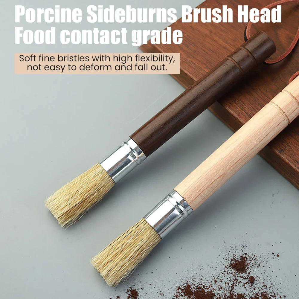 Bean Grinder Coffee Powder Cleaning Brush Ebony Beech Coffee Bar Pig Bristle Brush Cleaning Brush Strap Strap