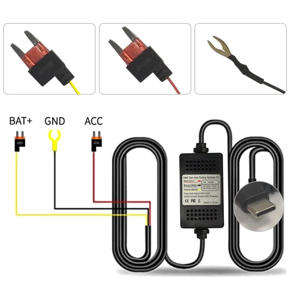 BEPOCAM Parking Surveillance Cable For BEPOCAM ZD03 ZD06 ZD46 ZD47 ZD59 ZD60 ZD72 ZD80 Dashcam Hardwire Kit 24H Parking Monito