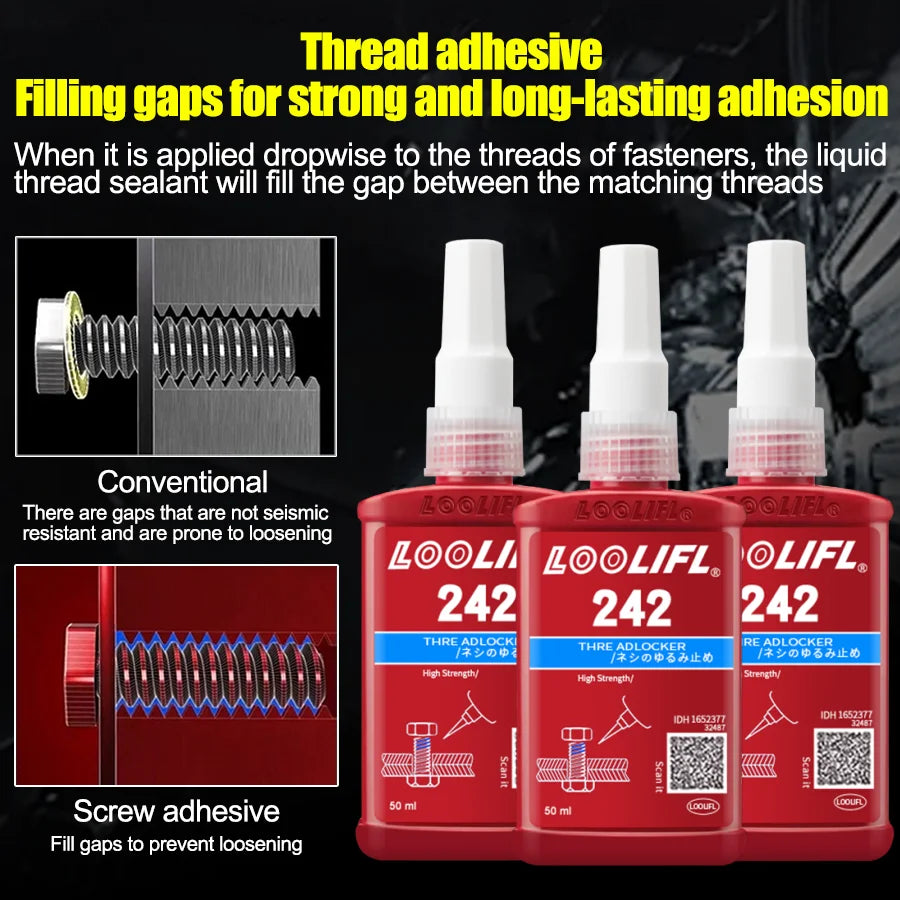 50ml Thread Locking Glue 242 Screw Glue Tightening Screws Prevent Loosening Rusting Caulking Temperature Resistance Anaerobic