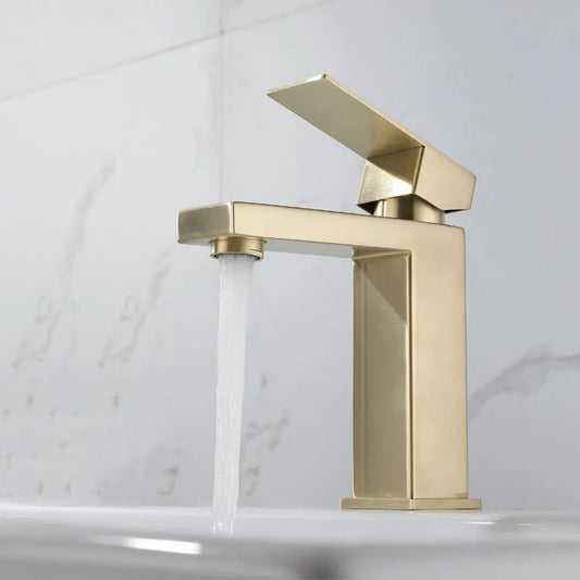 Modern Basin Sink Bathroom Faucet Deck Mounted Hot Cold Water Basin Mixer Taps Gold Lavatory Sink Tap Stainless Steel Faucets