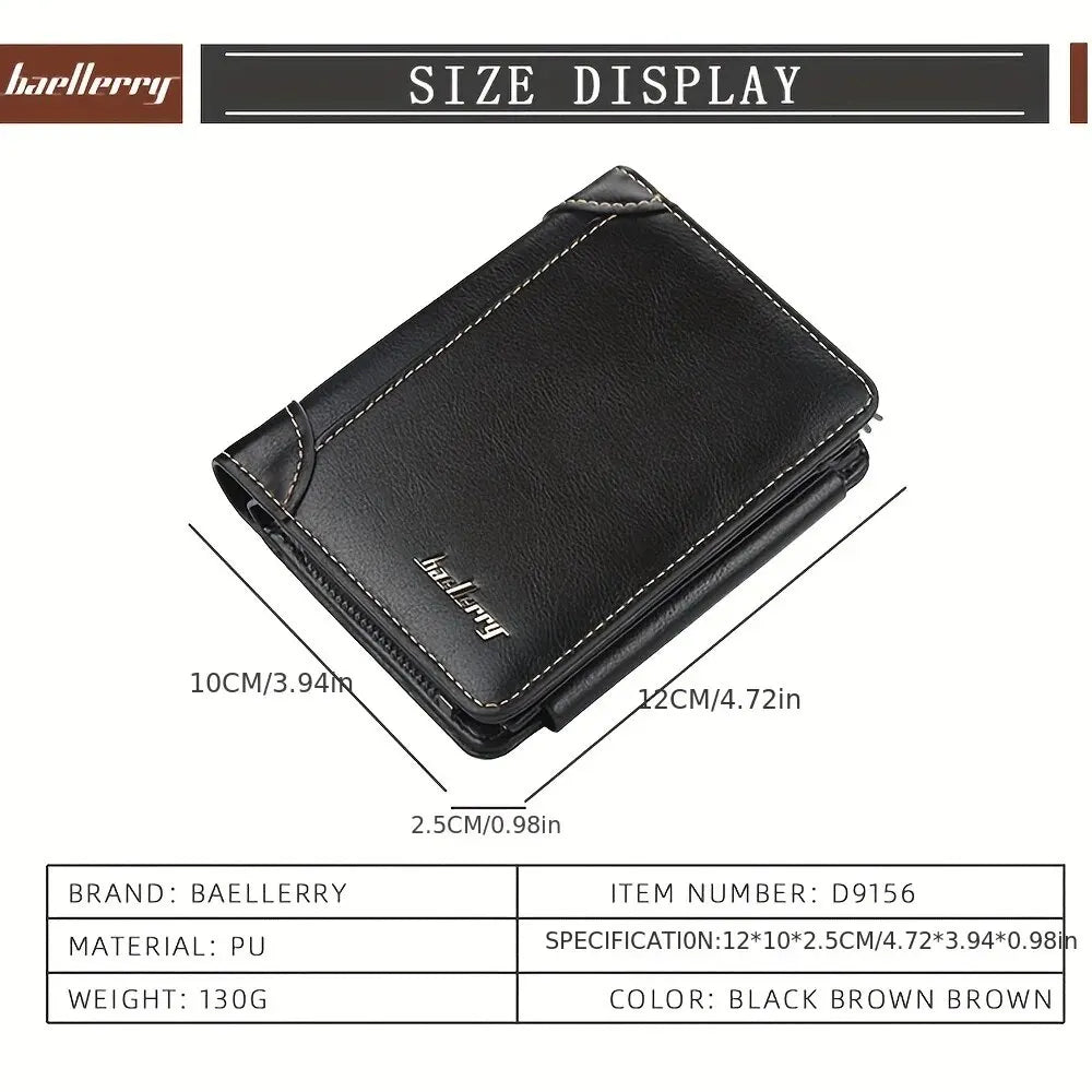 New PU Leather Men Wallets High Quality Zipper Short Desigh Card Holder Male Purse Vintage Coin Holder Men Wallets