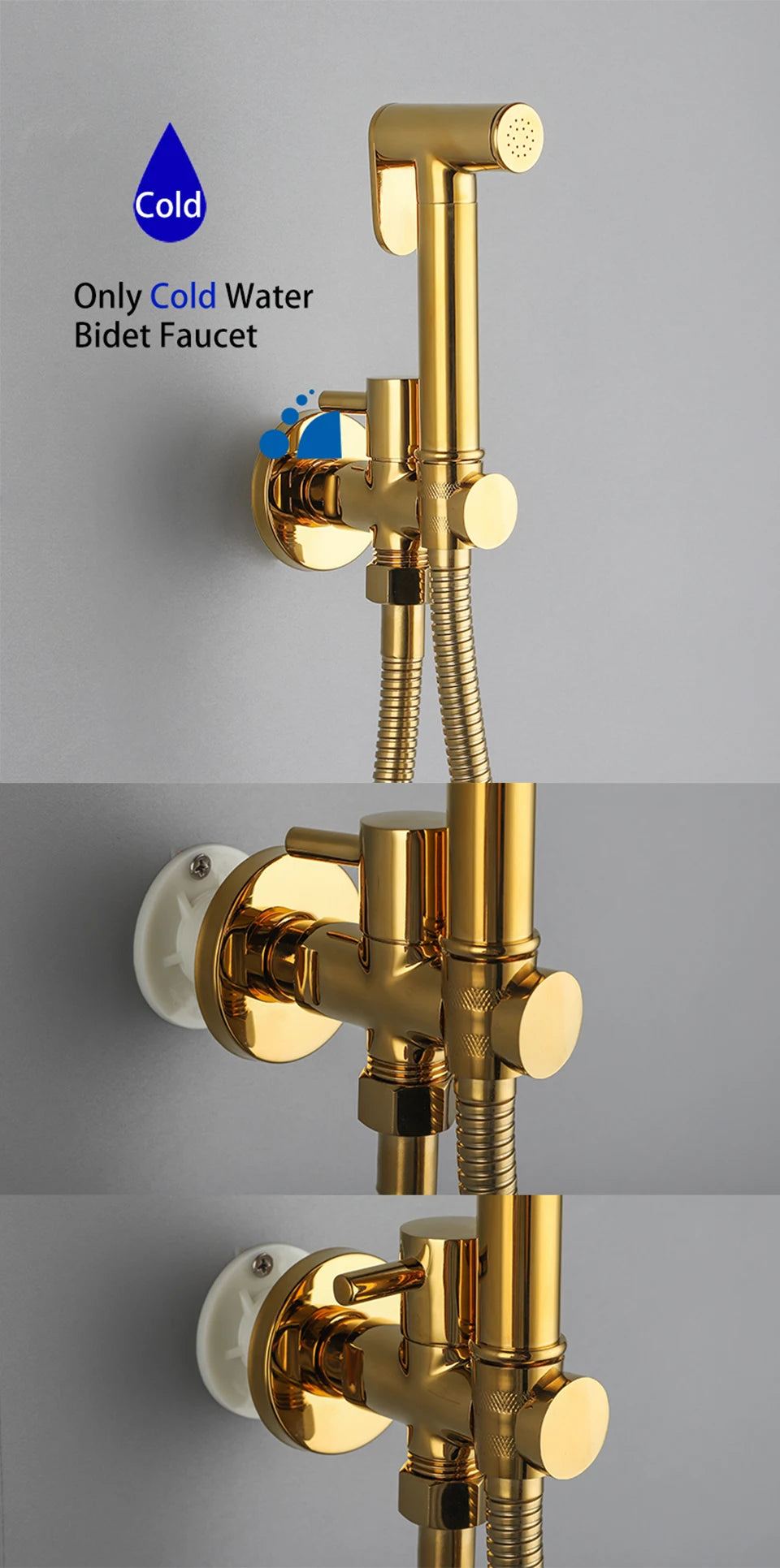 ULA Brass Bidet Faucet Portable Bidet Sprayer Single Cold Water Tap Toilet Faucet Sprayer Douche Bidet Faucet Black/Chrome/Gold