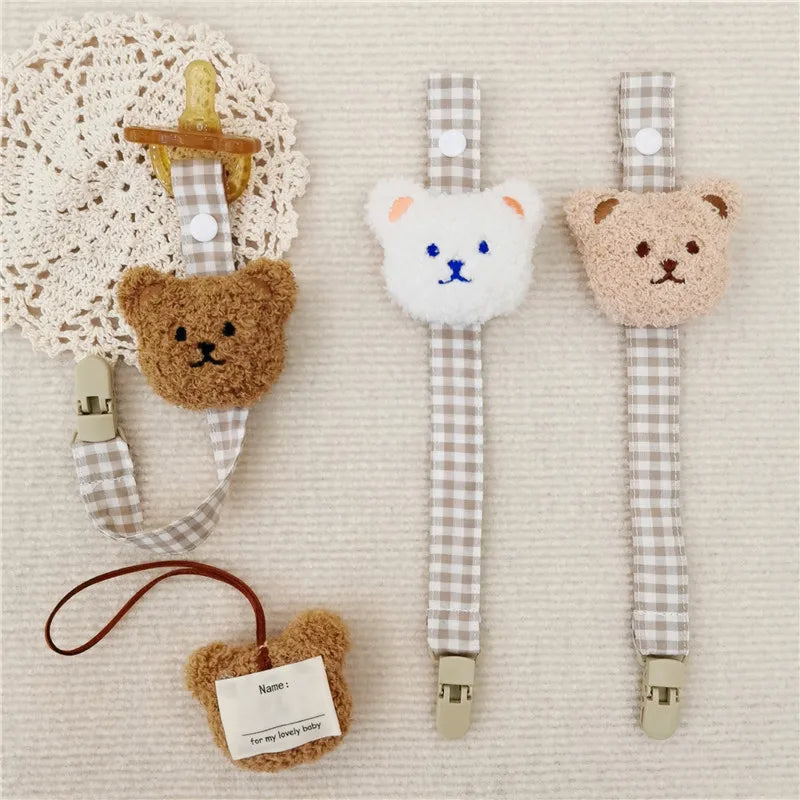 Cute Bear Baby Pacifier Clip Chain Dummy Holder Soother Pacifier Clips Strap Nipple Holder Infant Feeding Babies Accessories