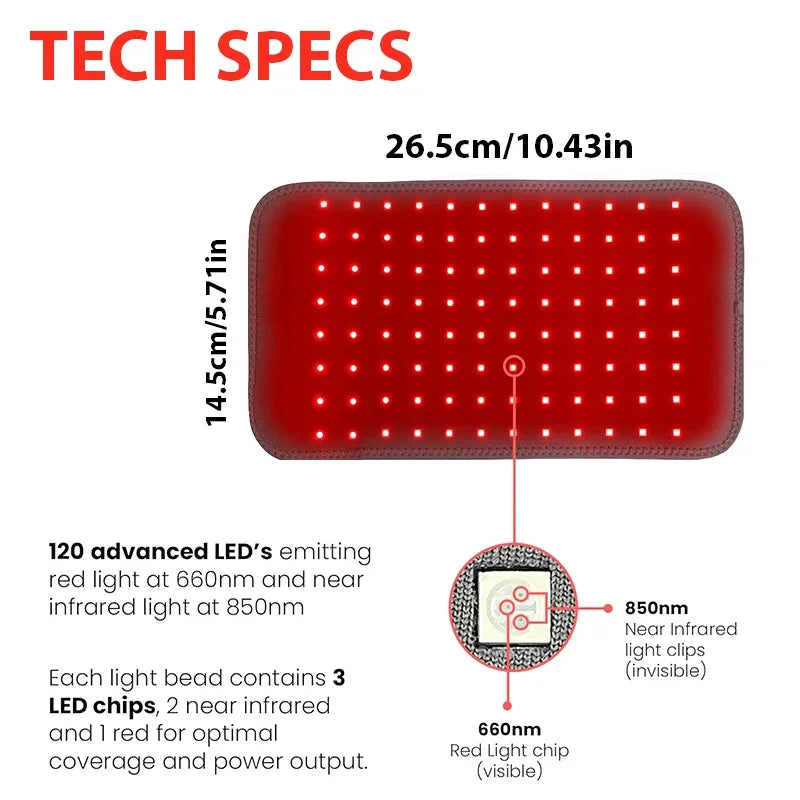 Red Infrared Light Therapy Pad 660nm 850nm LED Health Care for Face and Body Back Knee Hands Feet Relief Heat Pad Portable