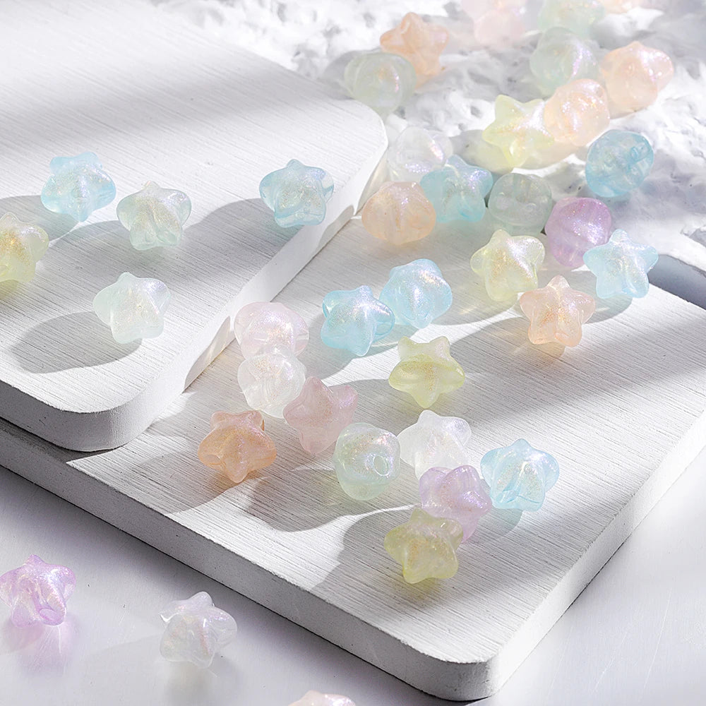 30Pcs/Lot Acrylic Transparent Five-pointed Star Spacer Loose Beads for DIY Necklace Bracelet Earring Jewelry Accessories