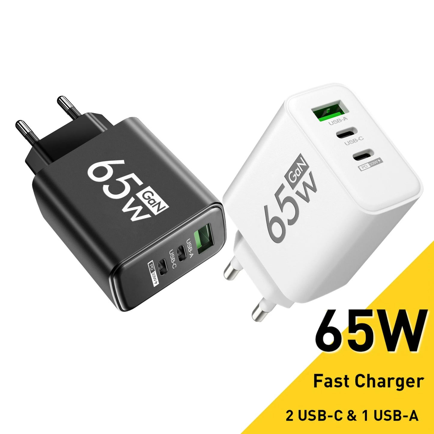 Total 65W GaN USB C Charger Fast Charging Adapter Quick Charge 3.0 PD Wall Phone Charger For iPhone Xiaomi POCO Samsung Oneplus