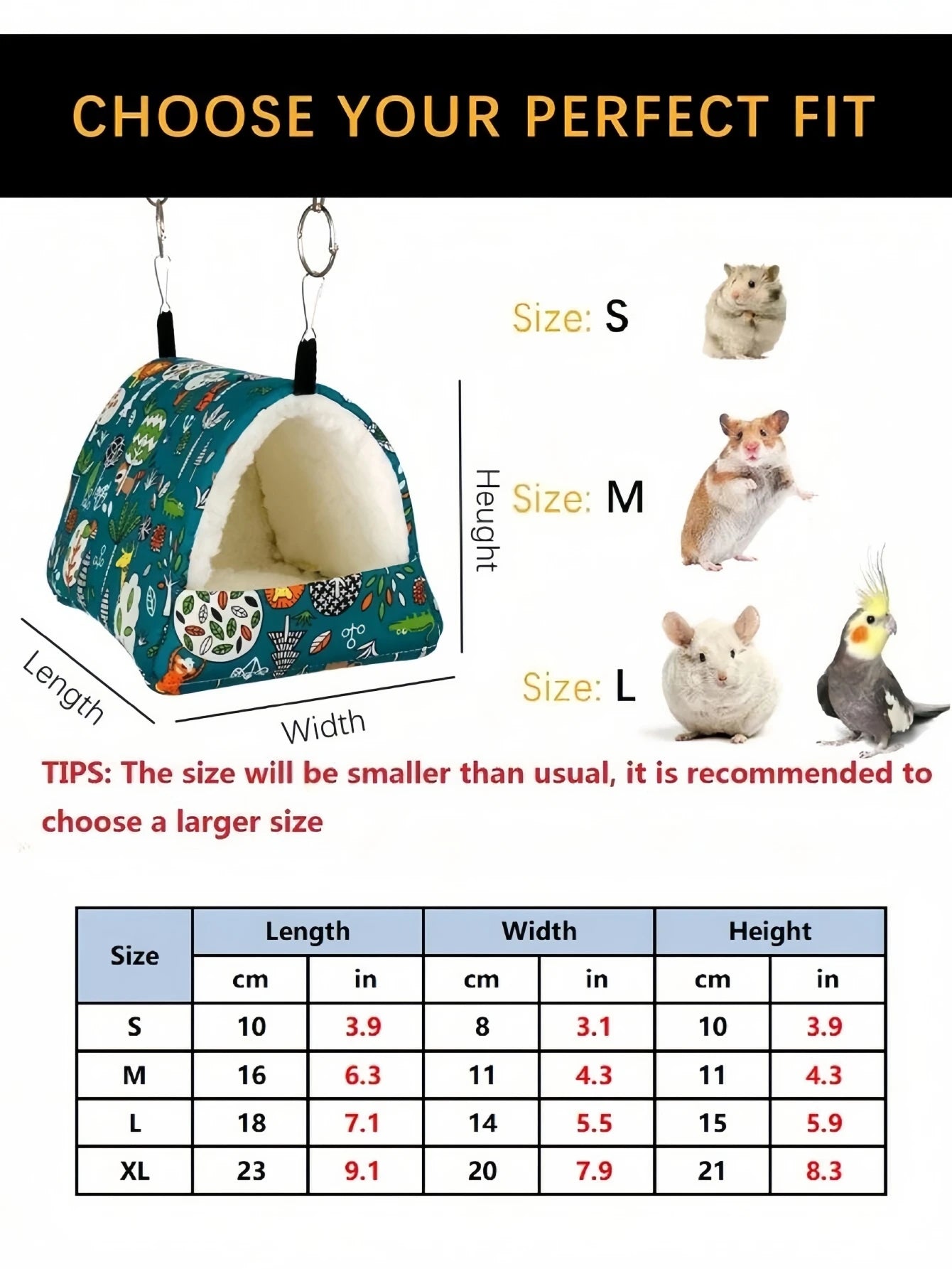 1pc, S/M/L/Xl Birdcage, Warm Bird'S Nest, Winter Bed, House Shed, Hanging Bed, Tent, Plush Hiding Room, Small Pet Parrot