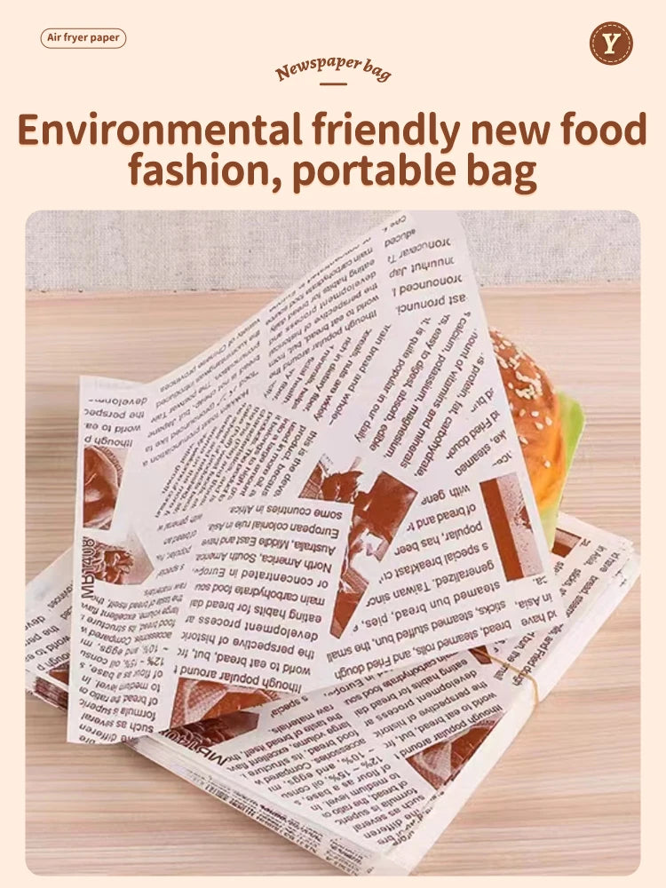 100pcs Hamburg Triangular Baking And Oil Proof Bags Donut Bakery Baking Food Packing Hand Wrapped Oilproof Kraft Bag