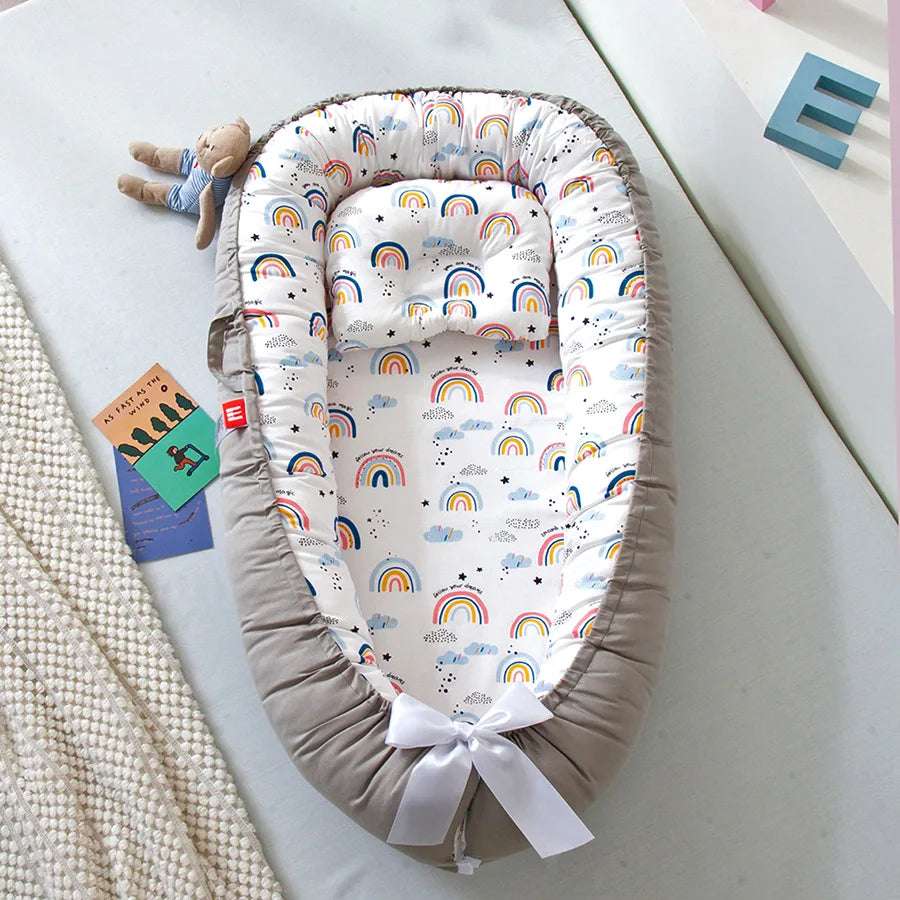 88*50*15cm Cotton Cribs Removable Sleeping Nest for Baby Bed Crib with Pillow Infant Toddler Cradle Mattress Newborn Gift