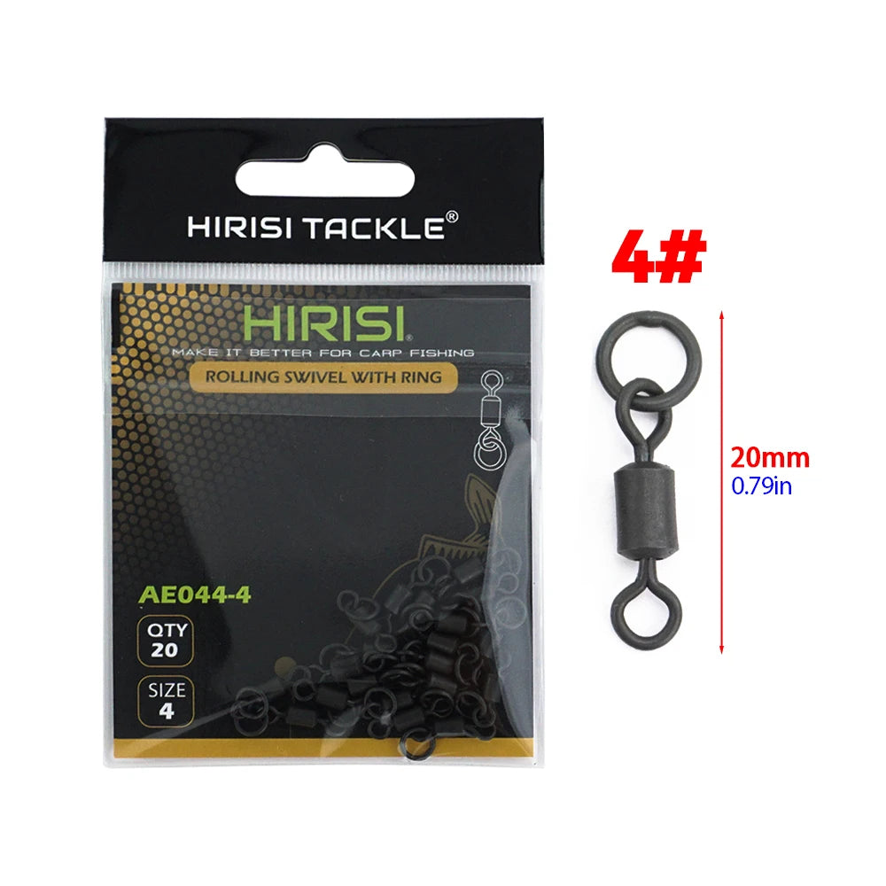 Hirisi 20 Piece Carp Fishing Swivels Snaps with Solid Ring Quick Change Fishing Hook Swivels AE044 Fishing Accessories