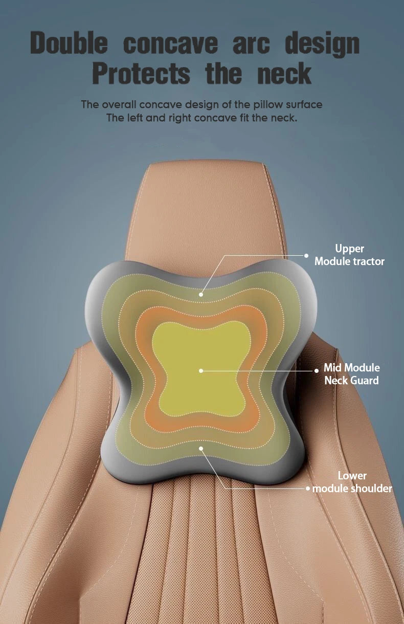 Car Memory Foam Headrest Car Neck Pillow Lumbar Waist Cushion Universal Waist Support Car Seat Pillow Accessories Interiors