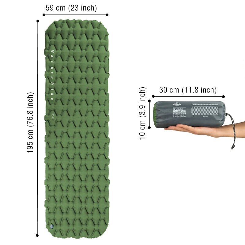 Naturehike Camping Air Mattress Ultralight Waterproof Nylon Inflatable Cushion Outdoor Portable Sleeping Bed Hiking Picnic Mats