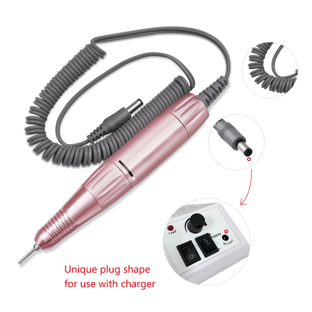 35000 RPM DC & 3 PIN Electric Nail Drill Pen Handle File Polish Grind Machine Handpiece Manicure Tool Nail Drill Accessories