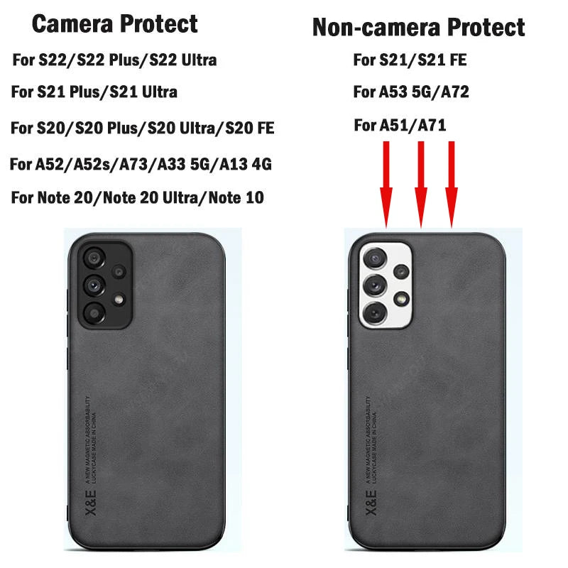 Magnetic Sheepskin Leather Case For Samsung S25 S24 S23 S22 Ultra S21 S20 FE Plus A73 A52s A53 A54 A55 5G Soft Shockproof Cover