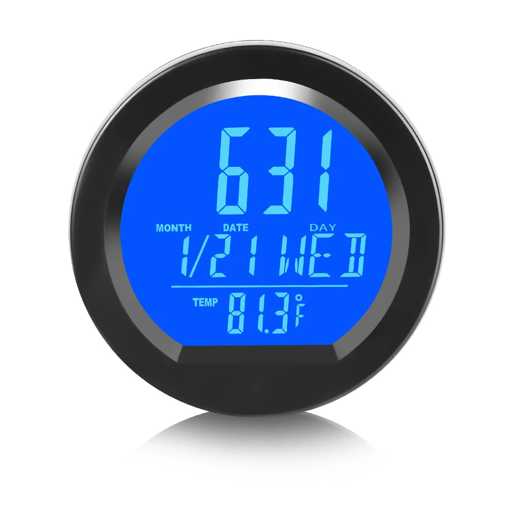 Solar Car Digital Clock Date Week Thermometer LCD Luminous Display for Dashboard Car Clock Automobiles Internal Stick-On