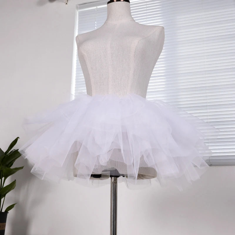 White Black Puffy Tulle Lolita Underskirt Women Cosplay Ballgown Kids Bridal Boneless Petticoats Tutu Dress