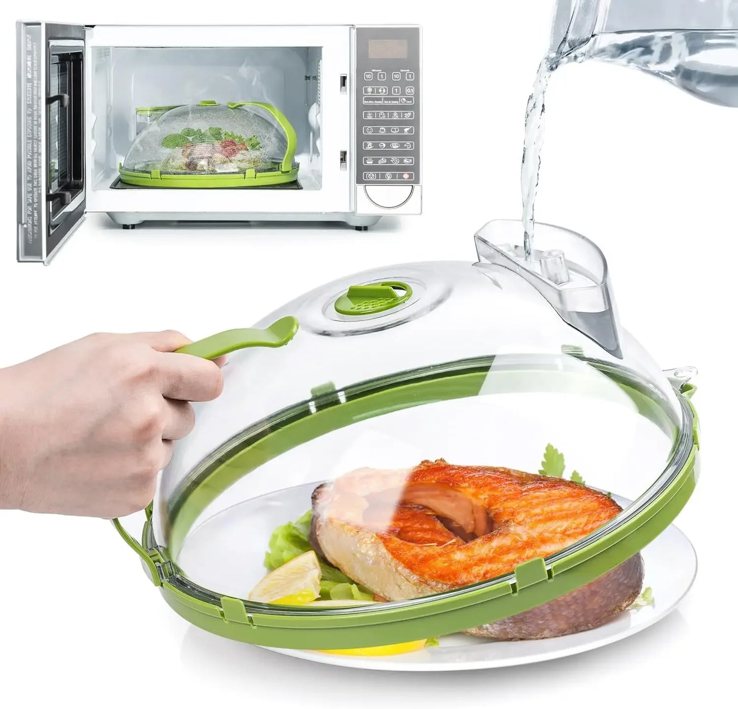 Microwave Food Cover Clear Microwave Splash Guard with Steamer and Handle Kitchen Gadgets