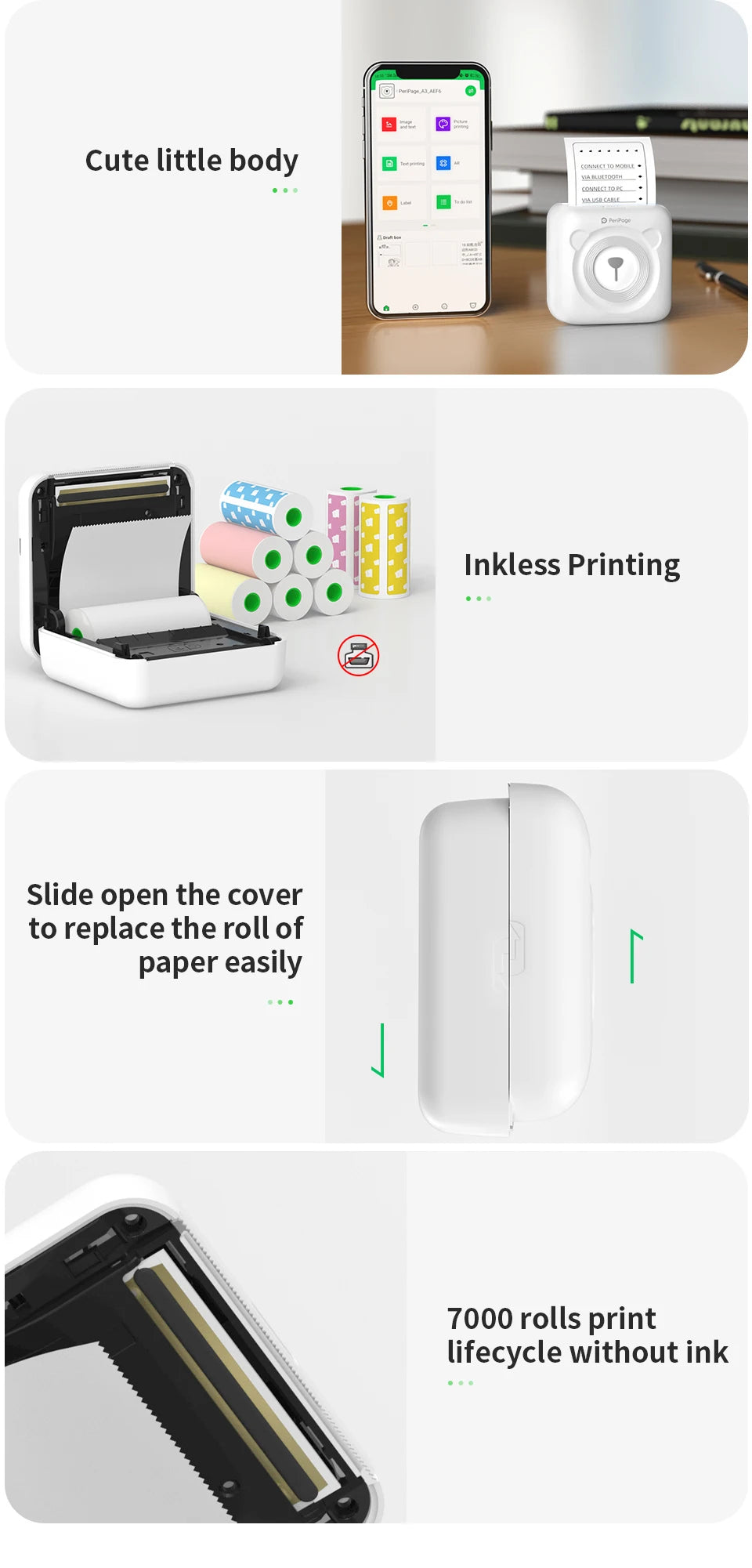 PeriPage A6 Mini Portable Label Photo Pocket Printer Thermal Self-adhesive Labels Printer For Mobile Phone Sticker Maker