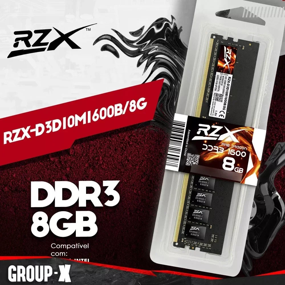 RZX DDR3 Memoria 8GB 4GB 1.5V 240pin 1600MHz PC3 Udimm DIMM Desktop Memory RAM