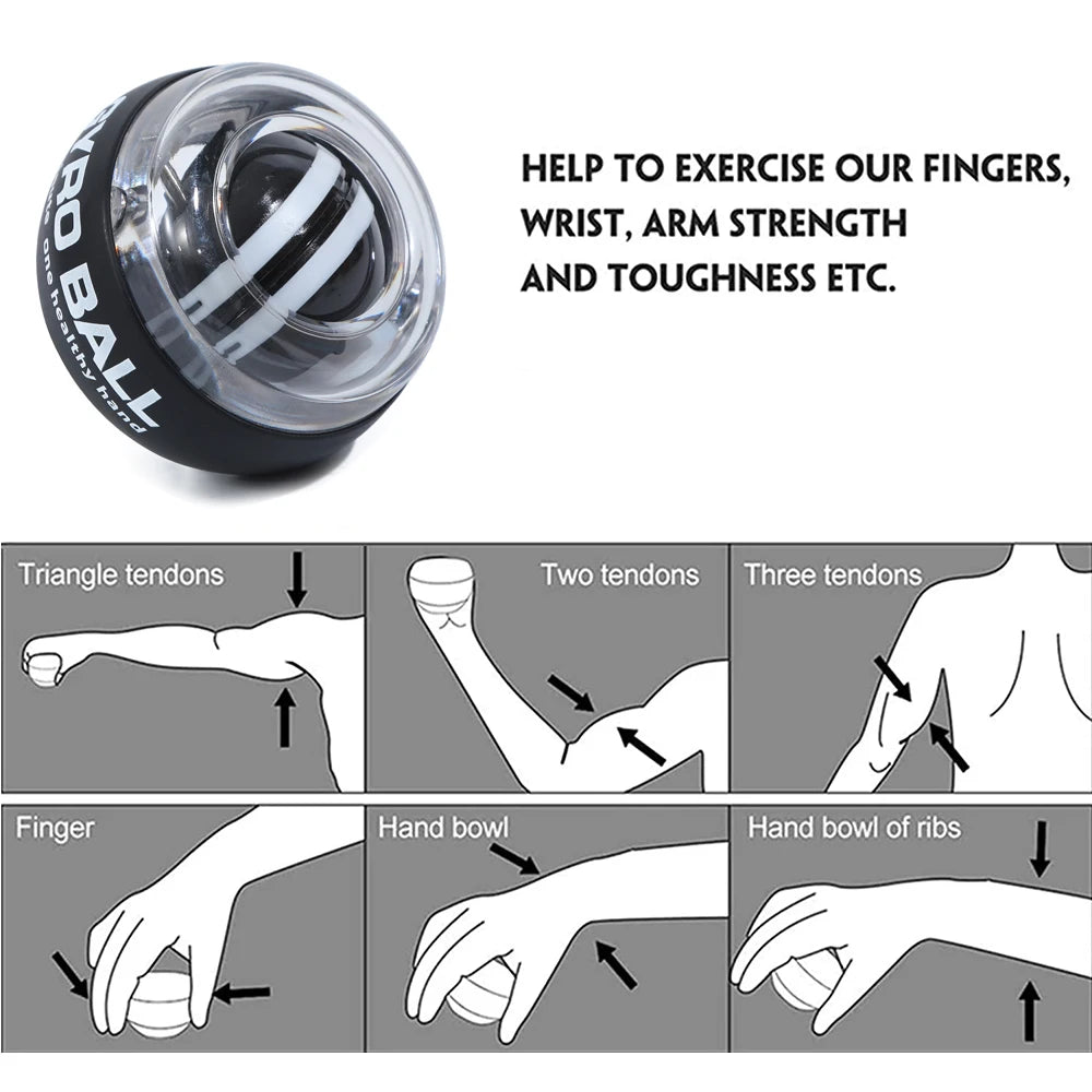 Self starting wrist gyro ball power trainer wrist strengthening device forearm exercise device strengthens arm finger muscles