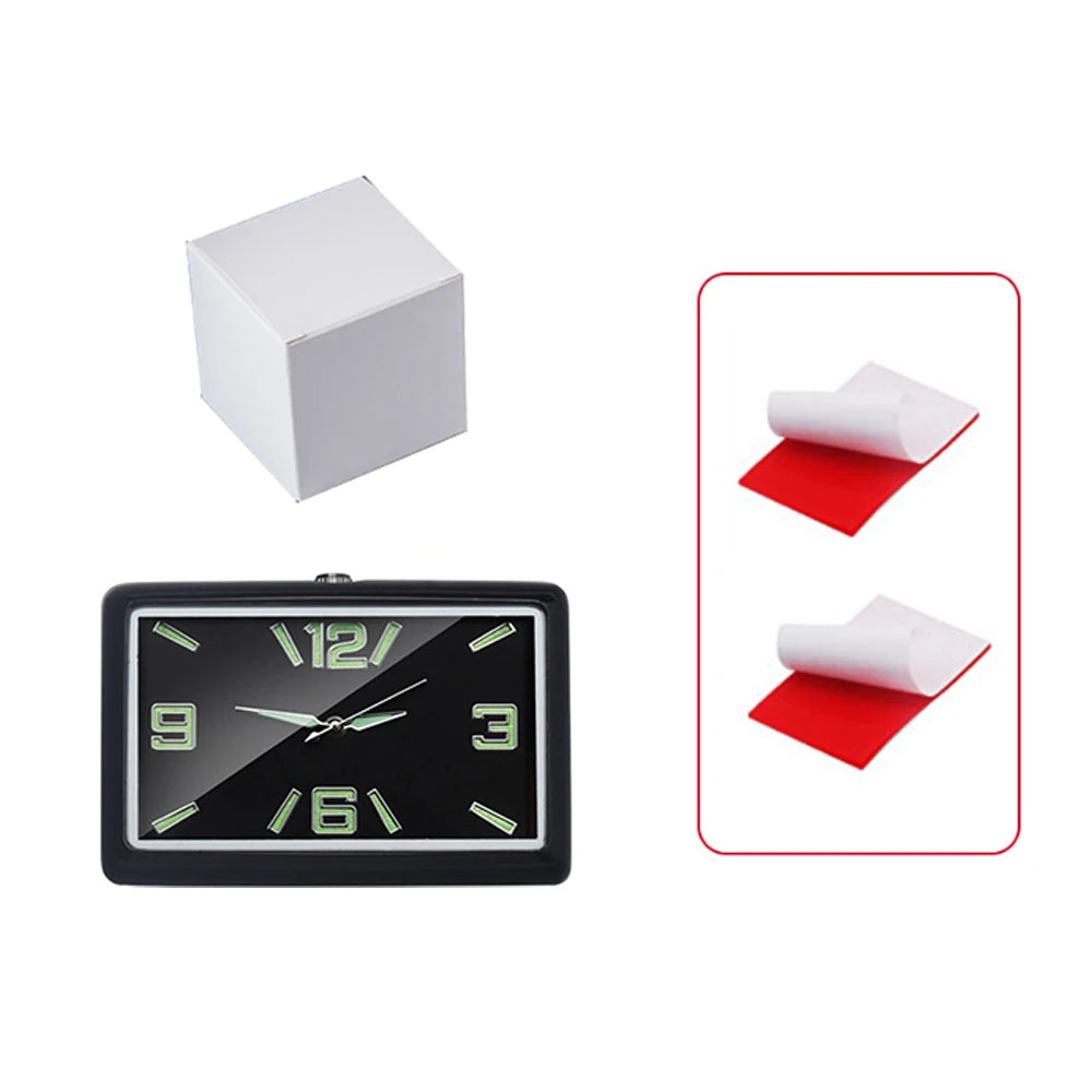 Auto Fashion Square Watch Car Clock Interior Decoration Self-adhesive Electronic Vent Clip Watch Automobile Quartz Clock
