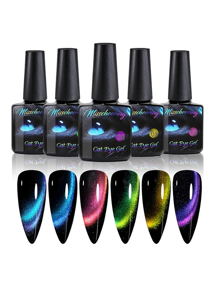 8ml 9D Rainbow Cat Eye Magnetic Nail Gel Phototherapy Adhesive Semi Permanent Nail Art Manicure Soak Off LED UV Gel
