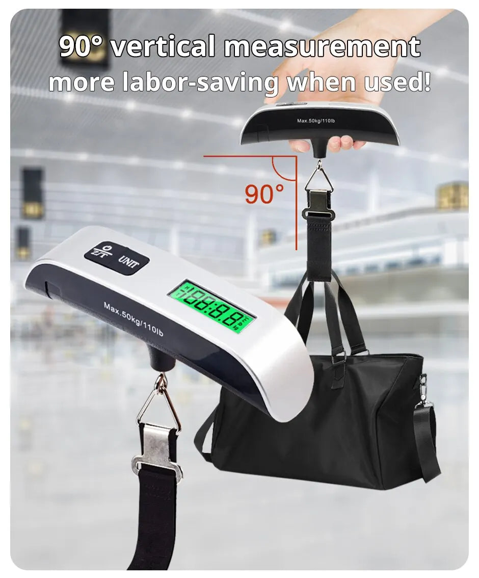 1pcs LCD Display 110lb/50kg Electronic Luggage Hanging Suitcase Travel Weighs Baggage Bag Weight Balance Portable Scale Digital