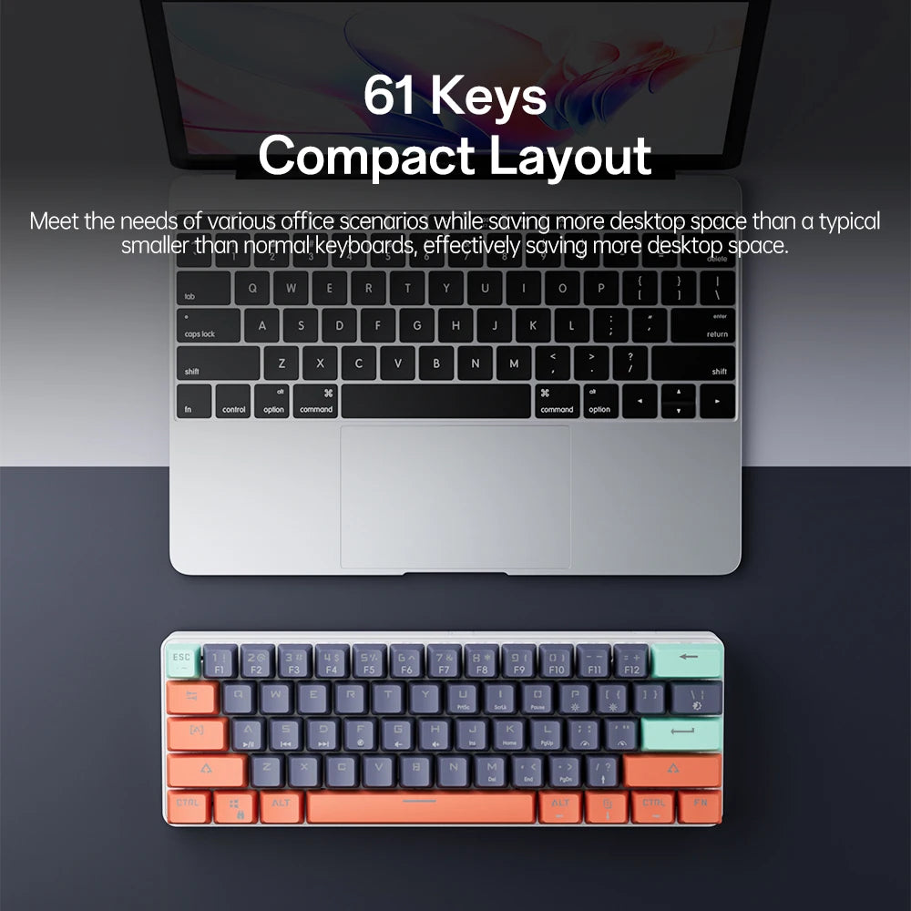 MUCAI 61 key mechanical keyboard mini portable practical red axis wired hot swappable RGB cool effect