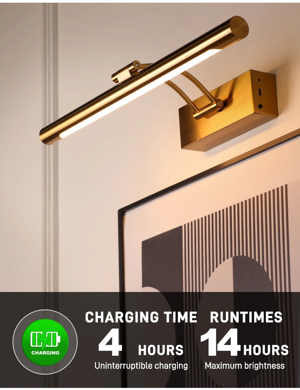 Rechargeable LED Wall Lamp 40CM Wireless Lamp 4400mAh Picture Light with Remote Control Interior Wall Light