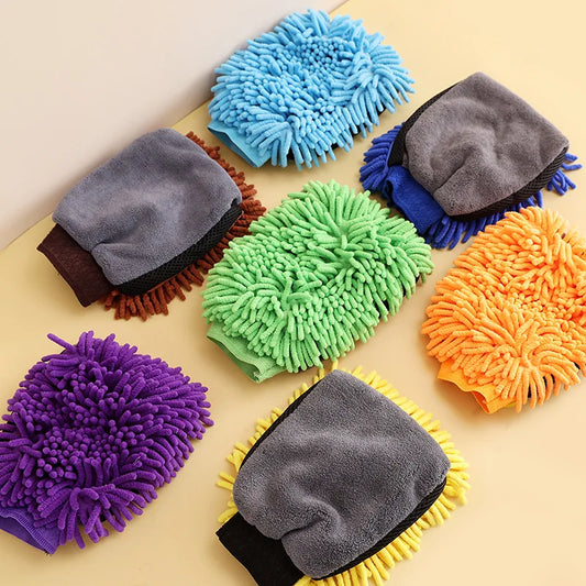 Motorclyle Car Washing Gloves Do Not Damage The Paint Surface Waterproof Chenille Coral Fleece Car Cleaning Cloth